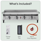 4 Burner Stainless Steel Portable Gas Plancha with Warming Rack 10kW DG277
