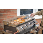 4 Burner Stainless Steel Portable Gas Plancha with Warming Rack 10kW DG277