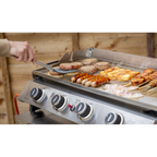 4 Burner Stainless Steel Portable Gas Plancha with Warming Rack 10kW DG277