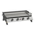 4 Burner Stainless Steel Portable Gas Plancha with Warming Rack 10kW DG277