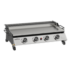 4 Burner Stainless Steel Portable Gas Plancha with Warming Rack 10kW DG277