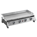 4 Burner Stainless Steel Portable Gas Plancha with Warming Rack 10kW DG277