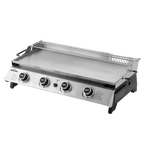 4 Burner Stainless Steel Portable Gas Plancha with Warming Rack 10kW DG277
