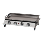 4 Burner Stainless Steel Portable Gas Plancha with Warming Rack 10kW DG277