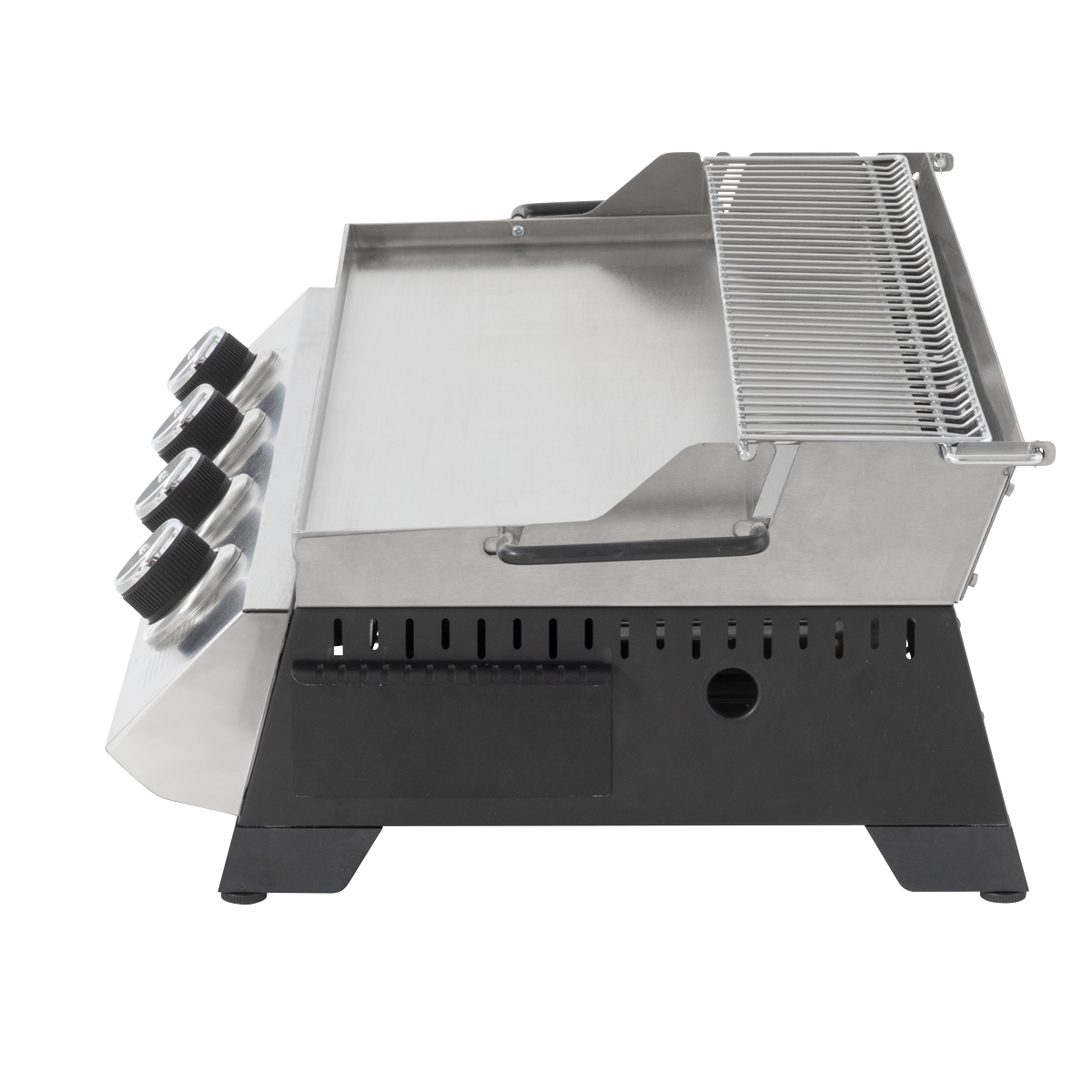 4 Burner Stainless Steel Portable Gas Plancha with Warming Rack 10kW DG277