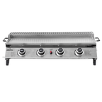 4 Burner Stainless Steel Portable Gas Plancha with Warming Rack 10kW DG277