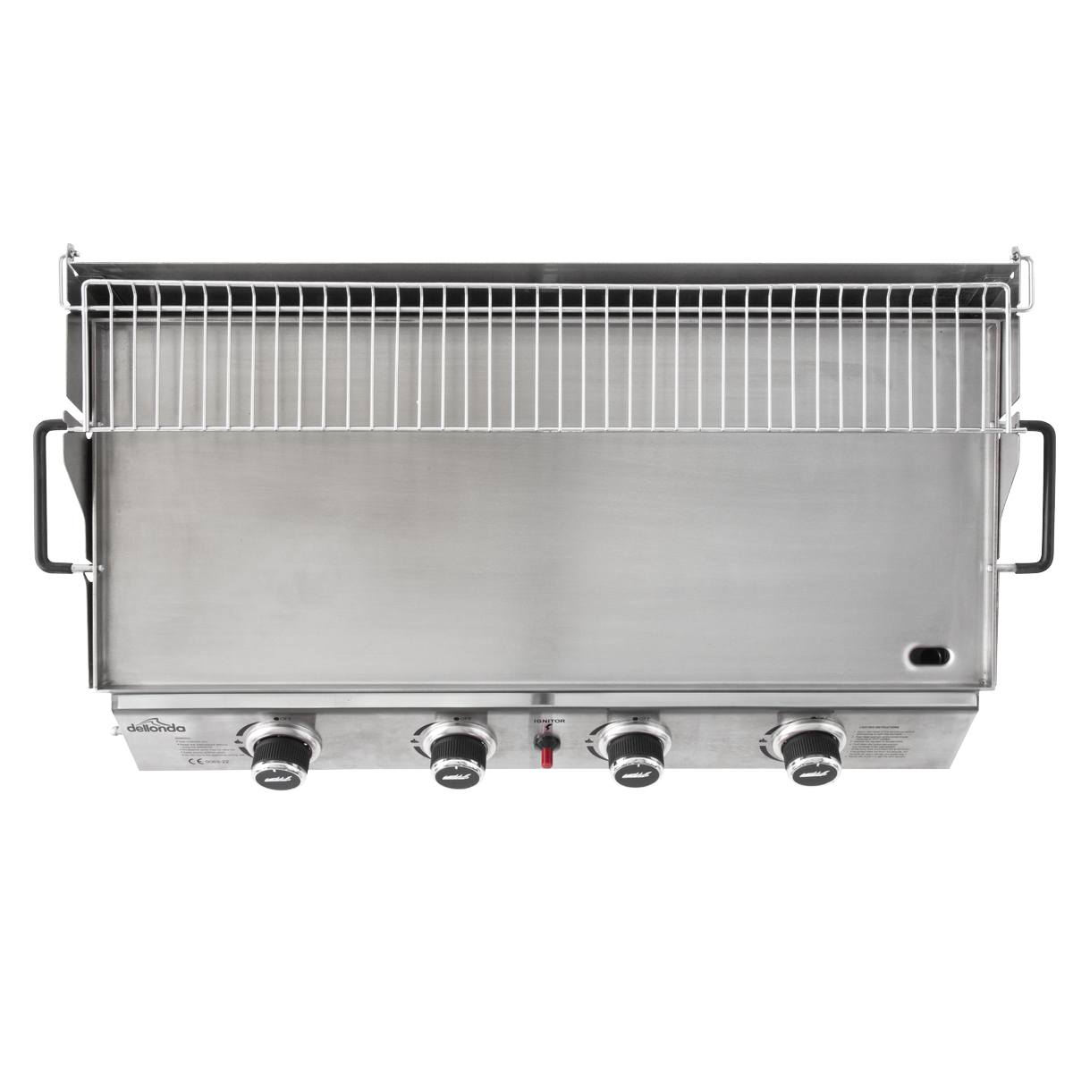 4 Burner Stainless Steel Portable Gas Plancha with Warming Rack 10kW DG277