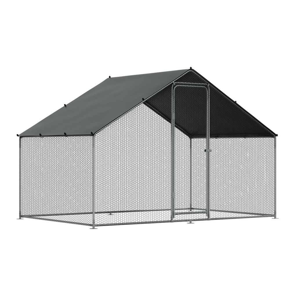 Walk-In Galvanized Steel Chicken Run with Roof Cover & PVC Coated Chicken Wire DG278