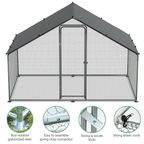 Walk-In Galvanized Steel Chicken Run with Roof Cover & PVC Coated Chicken Wire DG278