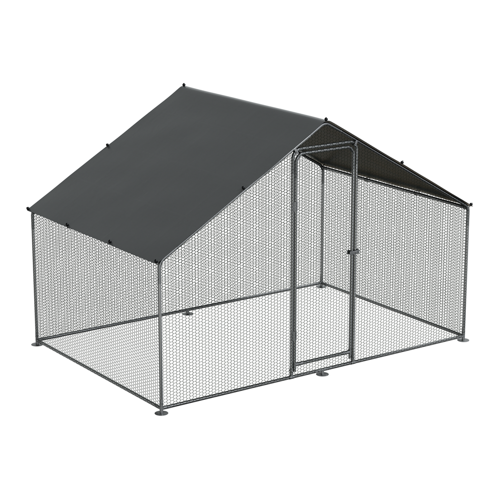 Walk-In Galvanized Steel Chicken Run with Roof Cover & PVC Coated Chicken Wire DG278