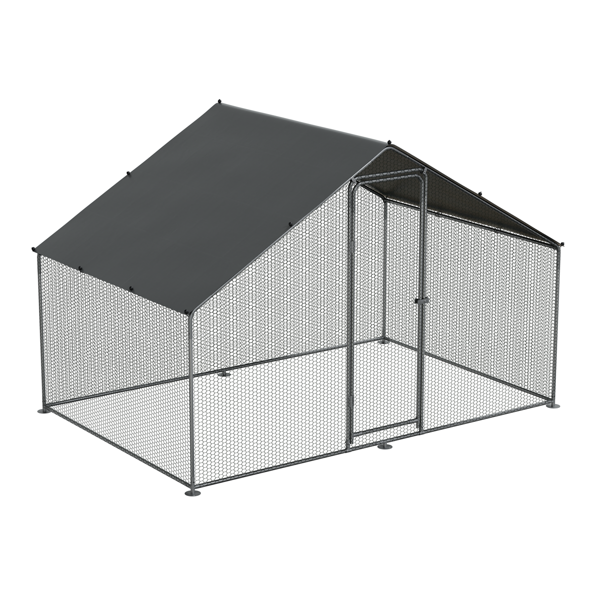 Walk-In Galvanized Steel Chicken Run with Roof Cover & PVC Coated Chicken Wire DG278