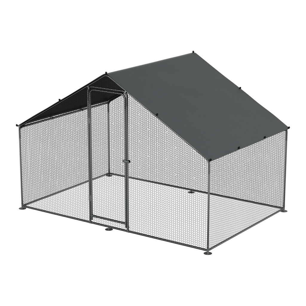 Walk-In Galvanized Steel Chicken Run with Roof Cover & PVC Coated Chicken Wire DG278