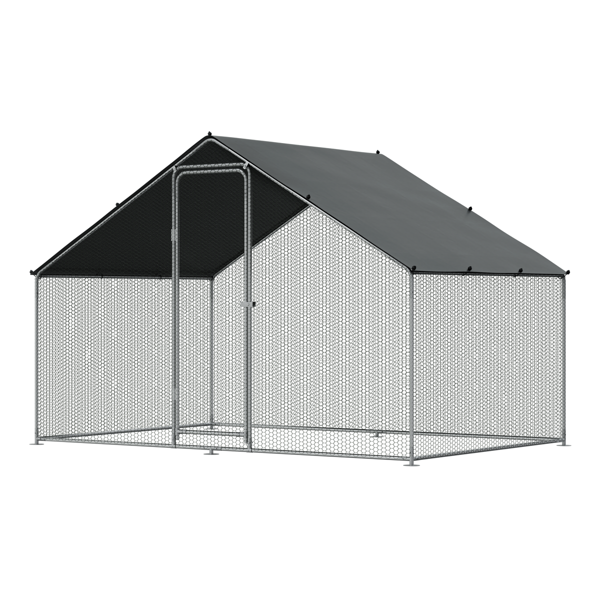 Walk-In Galvanized Steel Chicken Run with Roof Cover & PVC Coated Chicken Wire DG278