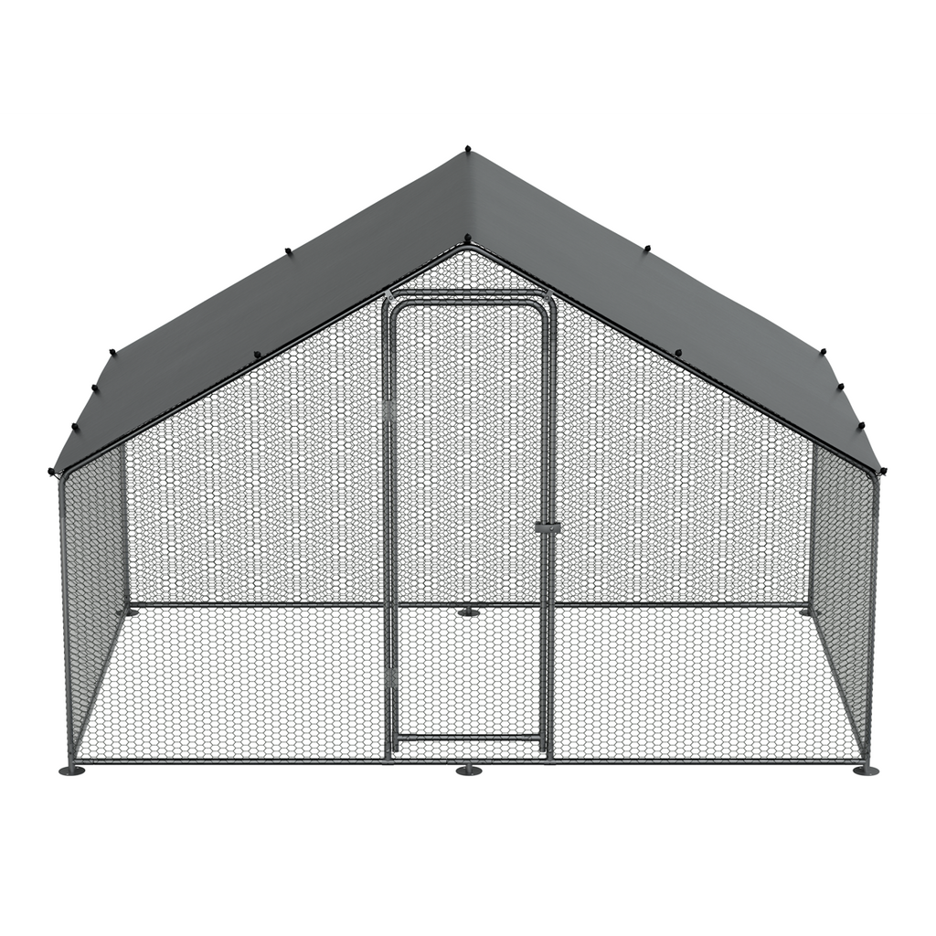 Walk-In Galvanized Steel Chicken Run with Roof Cover & PVC Coated Chicken Wire DG278