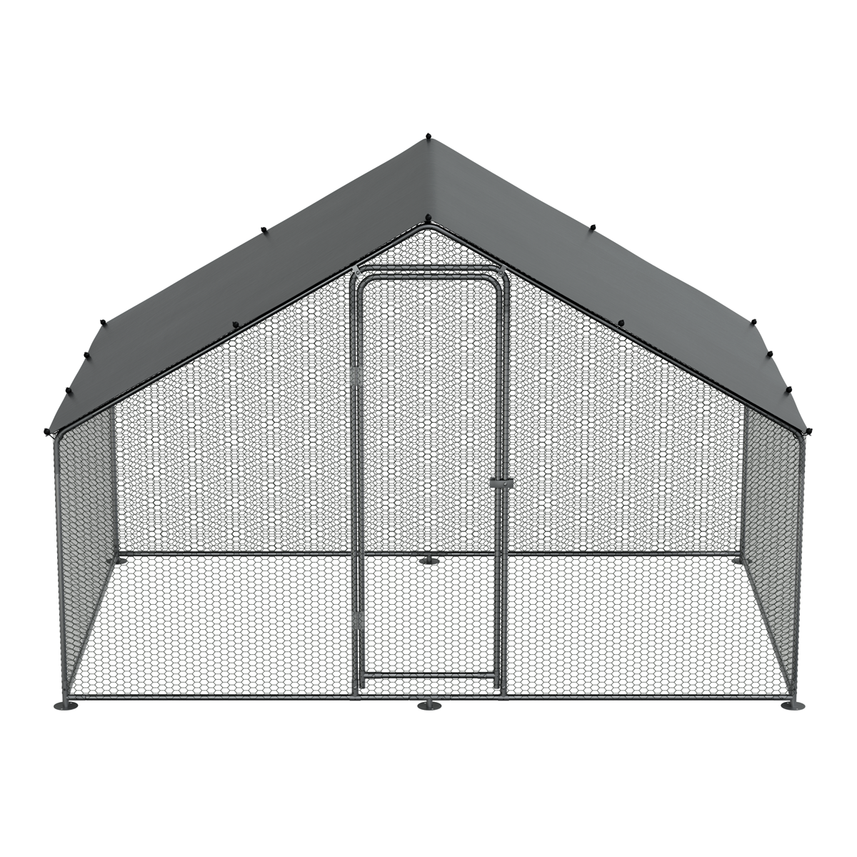 Walk-In Galvanized Steel Chicken Run with Roof Cover & PVC Coated Chicken Wire DG278