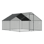 Walk-In Galvanized Steel Chicken Run with Roof Cover & PVC Coated Chicken Wire DG279