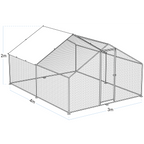 Walk-In Galvanized Steel Chicken Run with Roof Cover & PVC Coated Chicken Wire DG279