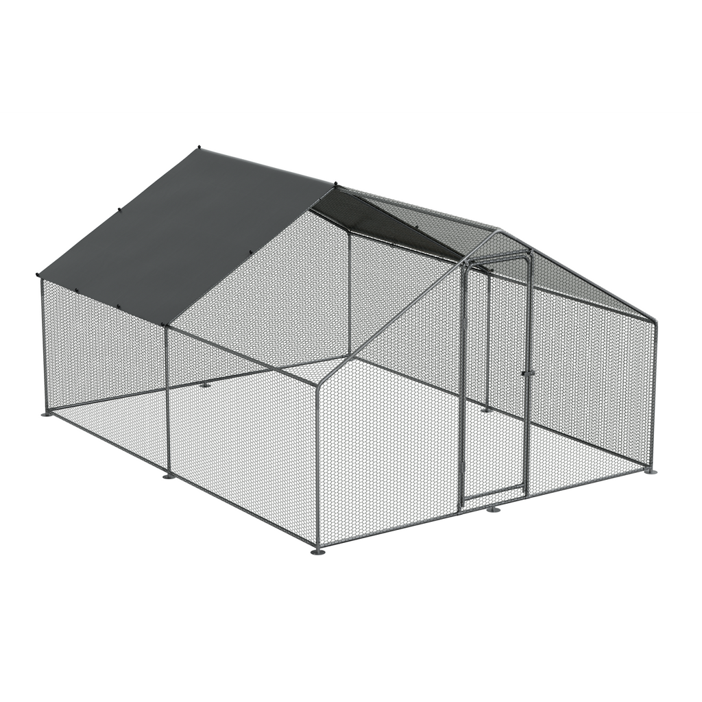Walk-In Galvanized Steel Chicken Run with Roof Cover & PVC Coated Chicken Wire DG279