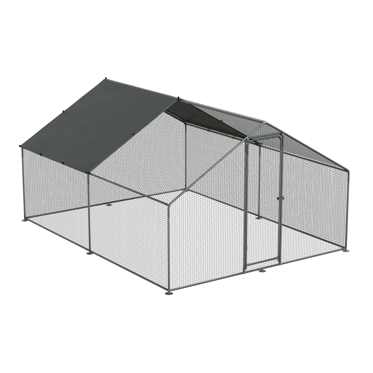 Walk-In Galvanized Steel Chicken Run with Roof Cover & PVC Coated Chicken Wire DG279