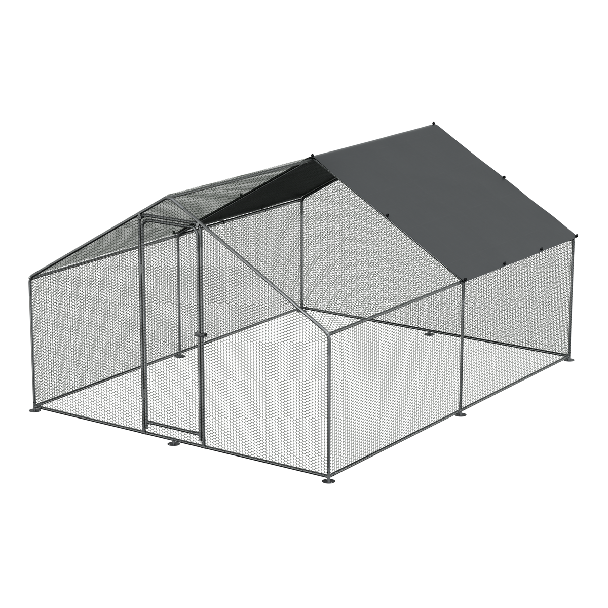 Walk-In Galvanized Steel Chicken Run with Roof Cover & PVC Coated Chicken Wire DG279