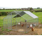 Walk-In Galvanized Steel Chicken Run with Roof Cover & PVC Coated Chicken Wire DG279