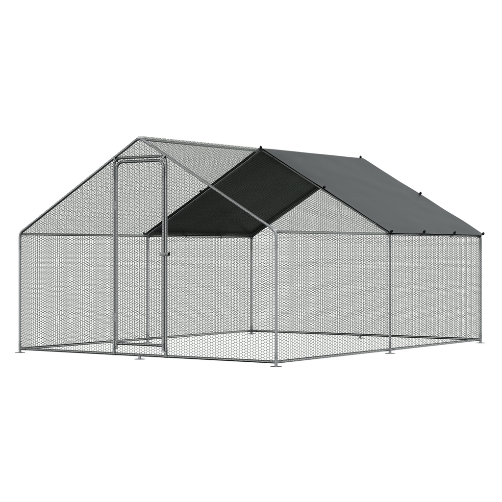 Walk-In Galvanized Steel Chicken Run with Roof Cover & PVC Coated Chicken Wire DG279