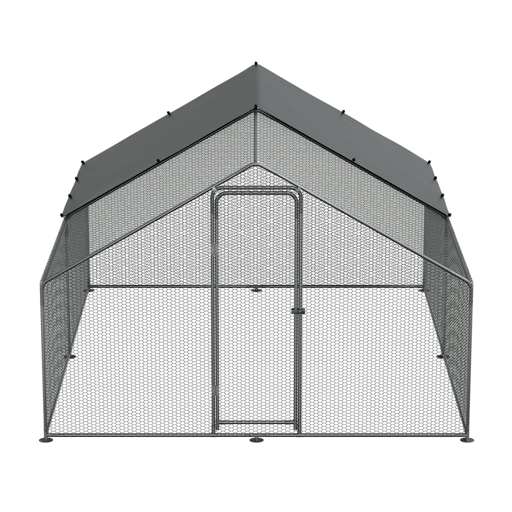Walk-In Galvanized Steel Chicken Run with Roof Cover & PVC Coated Chicken Wire DG279