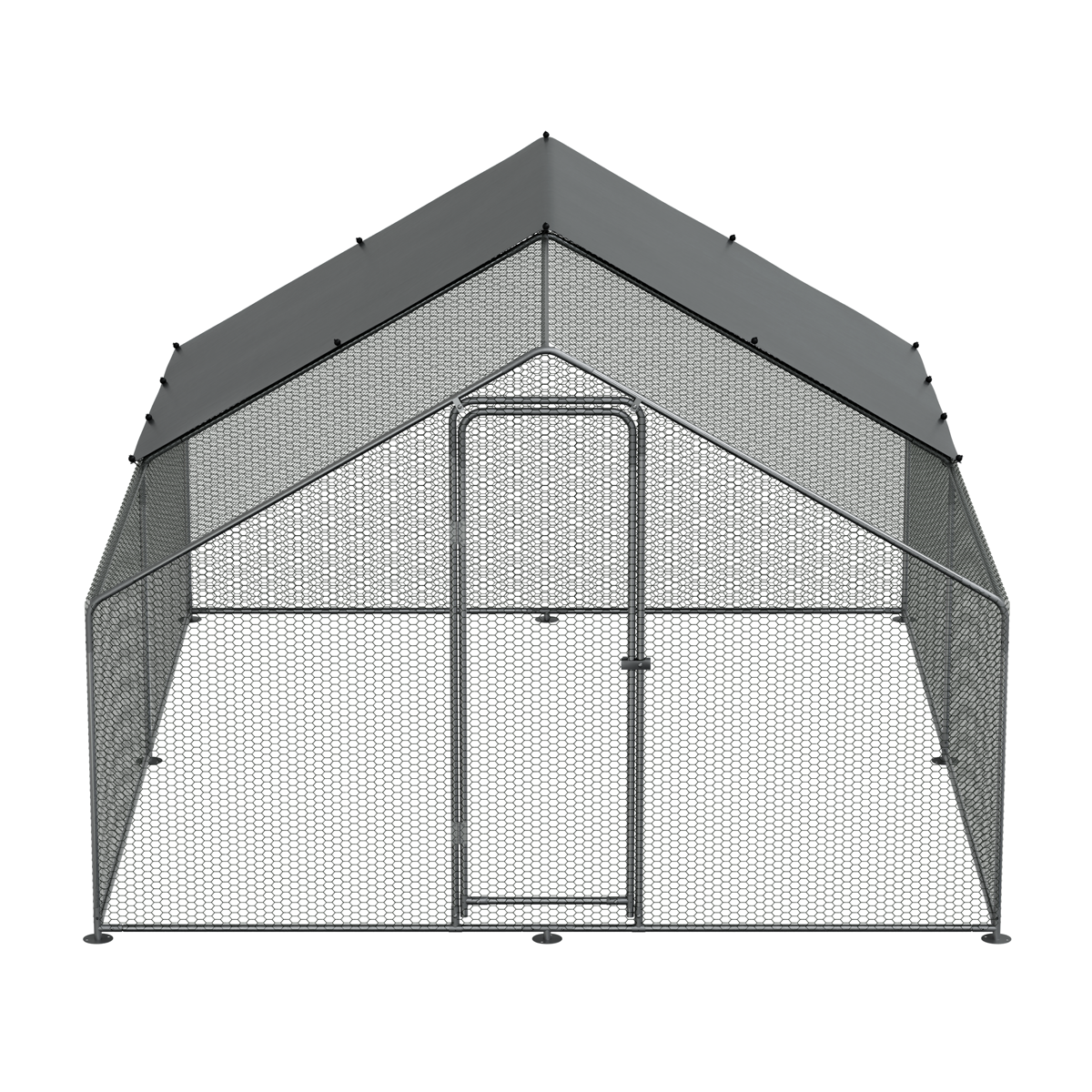 Walk-In Galvanized Steel Chicken Run with Roof Cover & PVC Coated Chicken Wire DG279