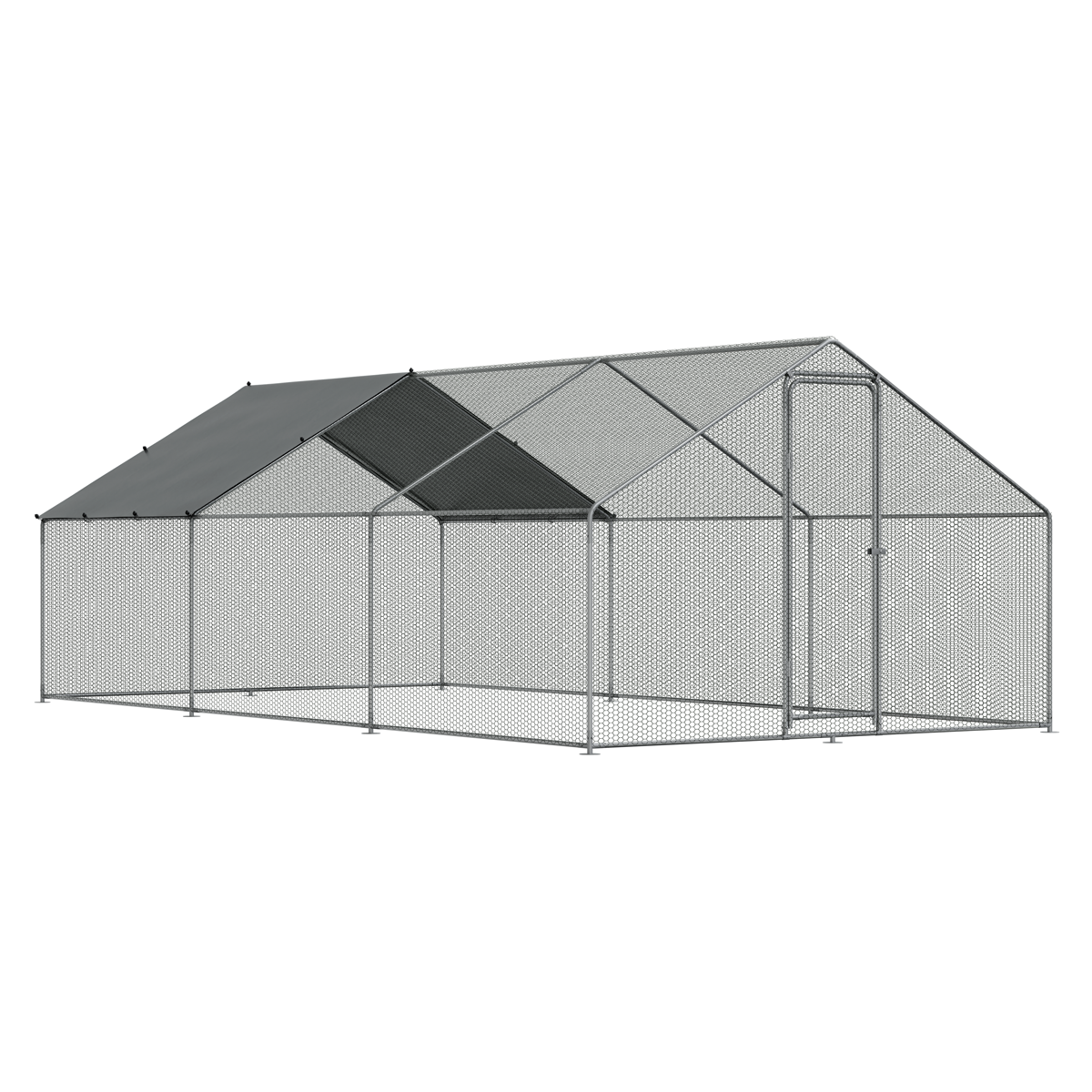 Walk-In Galvanized Steel Chicken Run with Roof Cover & PVC Coated Chicken Wire DG280