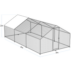 Walk-In Galvanized Steel Chicken Run with Roof Cover & PVC Coated Chicken Wire DG280