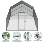 Walk-In Galvanized Steel Chicken Run with Roof Cover & PVC Coated Chicken Wire DG280