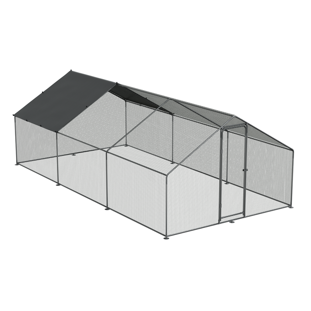 Walk-In Galvanized Steel Chicken Run with Roof Cover & PVC Coated Chicken Wire DG280