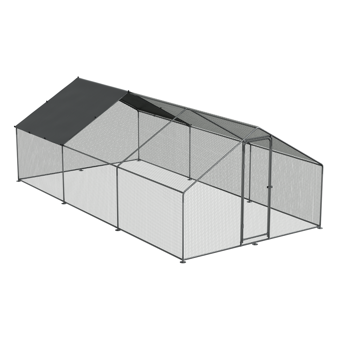 Walk-In Galvanized Steel Chicken Run with Roof Cover & PVC Coated Chicken Wire DG280