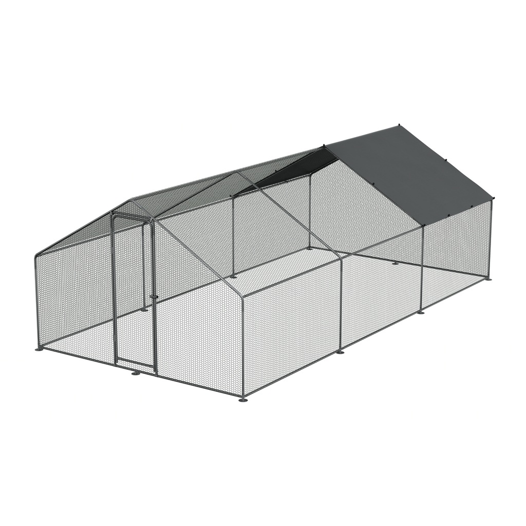 Walk-In Galvanized Steel Chicken Run with Roof Cover & PVC Coated Chicken Wire DG280