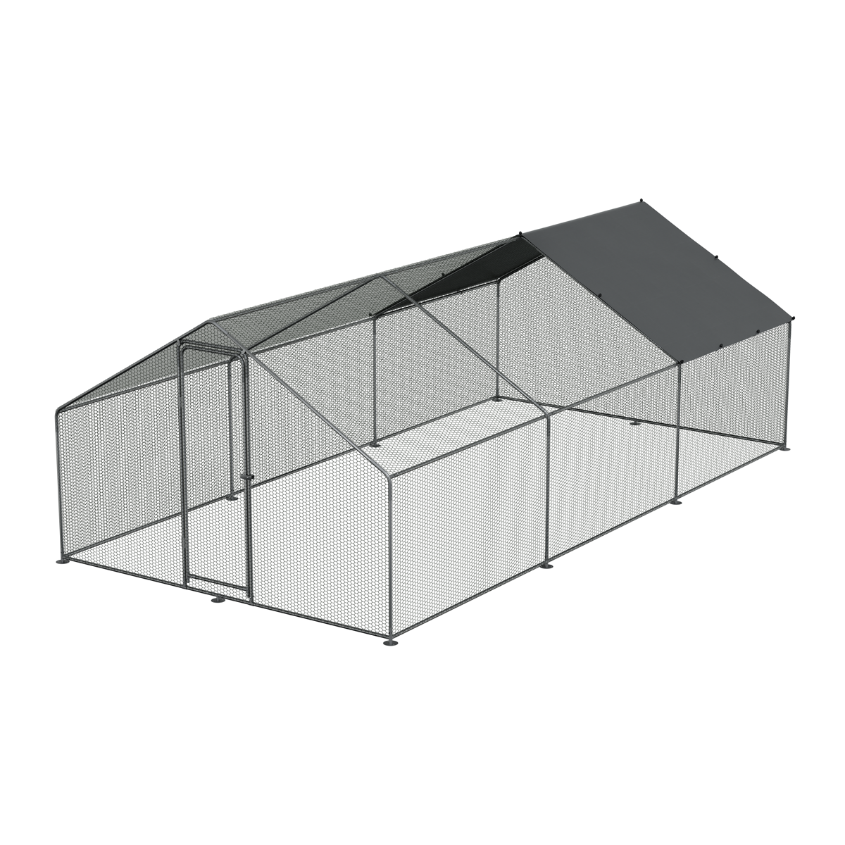 Walk-In Galvanized Steel Chicken Run with Roof Cover & PVC Coated Chicken Wire DG280