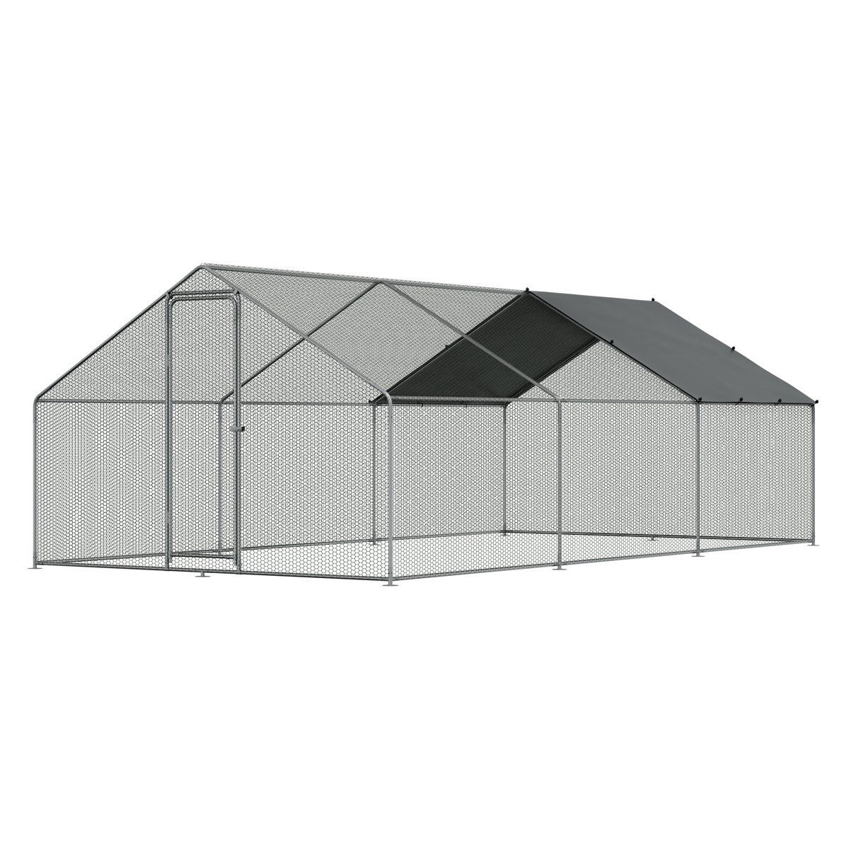 Walk-In Galvanized Steel Chicken Run with Roof Cover & PVC Coated Chicken Wire DG280