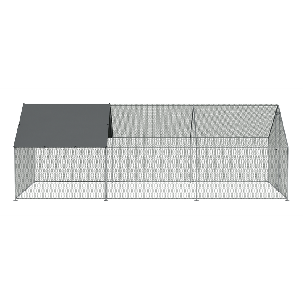 Walk-In Galvanized Steel Chicken Run with Roof Cover & PVC Coated Chicken Wire DG280