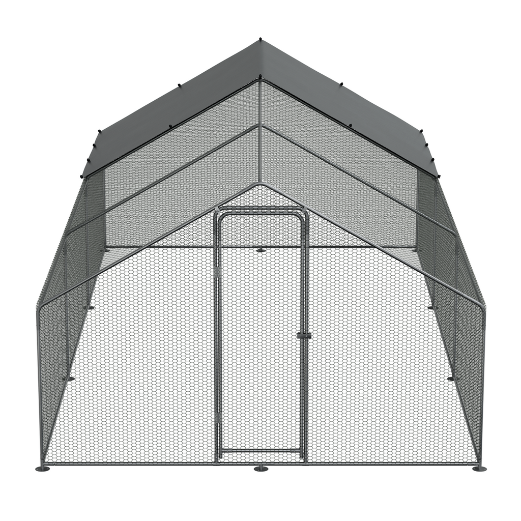 Walk-In Galvanized Steel Chicken Run with Roof Cover & PVC Coated Chicken Wire DG280