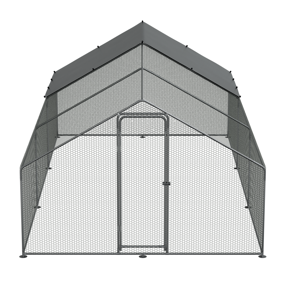 Walk-In Galvanized Steel Chicken Run with Roof Cover & PVC Coated Chicken Wire DG280