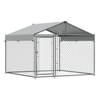 Galvanised Steel Dog Kennel with Roof Cover & Chain Link Fencing DG281