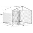 Galvanised Steel Dog Kennel with Roof Cover & Chain Link Fencing DG281