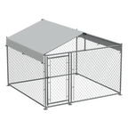 Galvanised Steel Dog Kennel with Roof Cover & Chain Link Fencing DG281