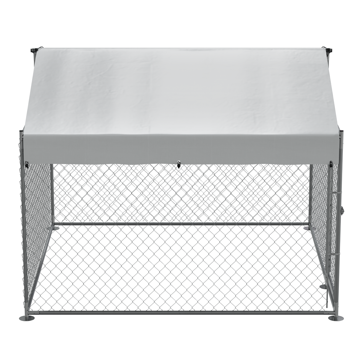 Galvanised Steel Dog Kennel with Roof Cover & Chain Link Fencing DG281