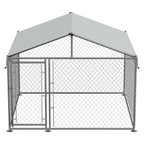 Galvanised Steel Dog Kennel with Roof Cover & Chain Link Fencing DG281