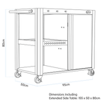 BBQ/Plancha Trolley with Cupboard, Extension Table & Utensil Hooks - Black DG282