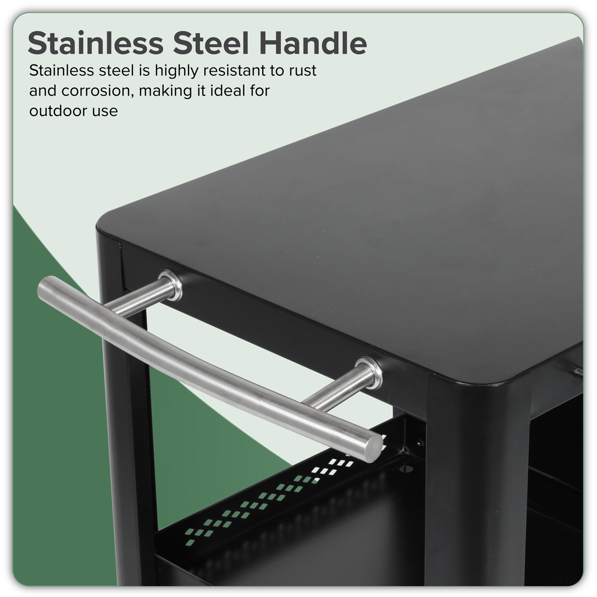 Dellonda BBQ/Plancha Trolley with Cupboard, Extension Table & Utensil Hooks - Black DG282