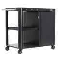 Dellonda BBQ/Plancha Trolley with Cupboard, Extension Table & Utensil Hooks - Black DG282