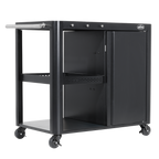 Dellonda BBQ/Plancha Trolley with Cupboard, Extension Table & Utensil Hooks - Black DG282