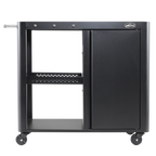 Dellonda BBQ/Plancha Trolley with Cupboard, Extension Table & Utensil Hooks - Black DG282