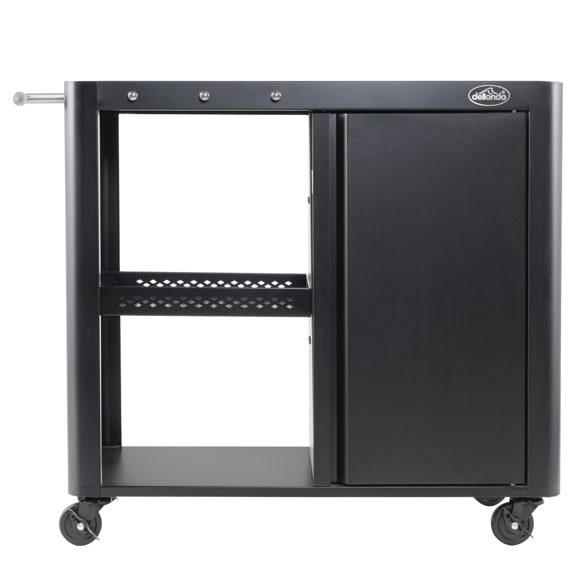 BBQ/Plancha Trolley with Cupboard, Extension Table & Utensil Hooks - Black DG282